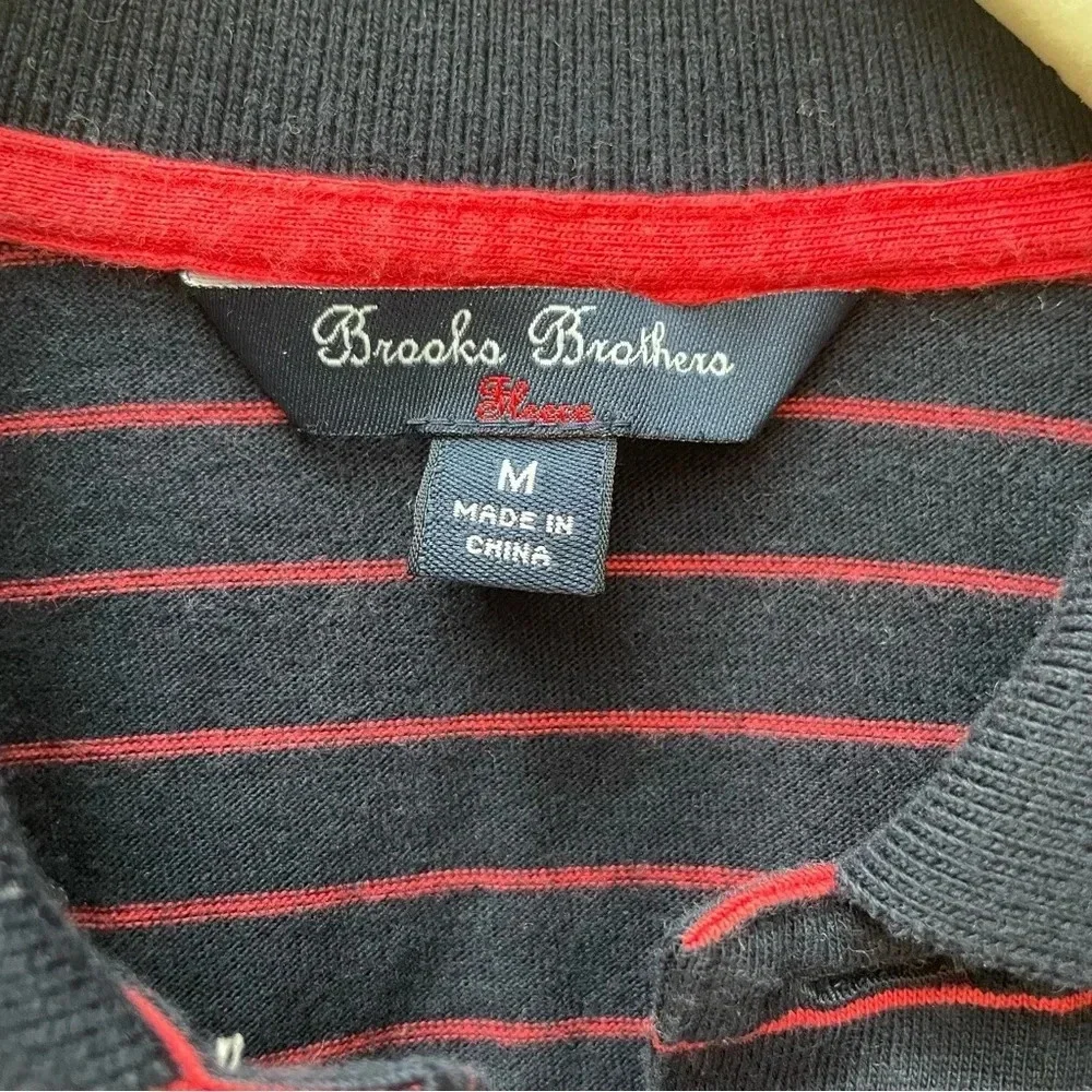 Brooks Brothers Kid’s Striped Long Sleeve Navy & Red Polo 100% Cotton Size M